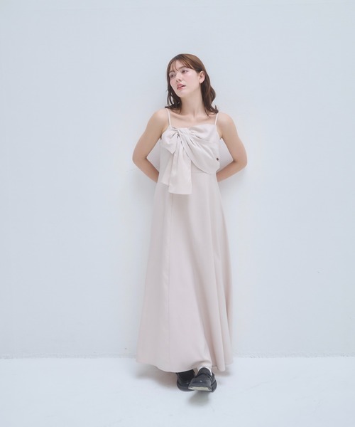 mellowneon（メロウネオン）の「リボンデザインワンピース（ワンピース・レディース・チャコールグレー/アイボリー・SMALL/MEDIUM）」の3枚目の写真