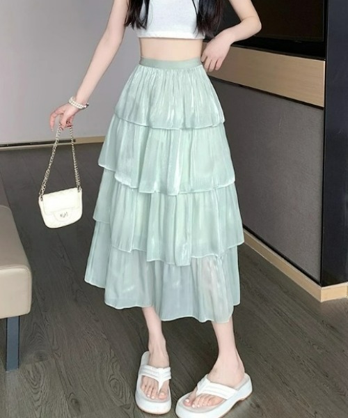 ampm(エーエムピーエム)の「【ampm】4段ティアードフリルボリュームチュールスカート(スカート・レディース・ピンク/アイボリー/グリーン・FREE)」の22枚目の写真