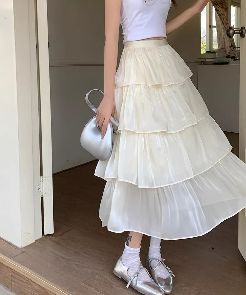 ampm(エーエムピーエム)の「【ampm】4段ティアードフリルボリュームチュールスカート(スカート・レディース・ピンク/アイボリー/グリーン・FREE)」の17枚目の写真