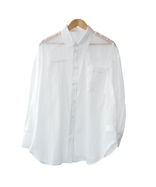 mili an deni（ミリアンデニ）の「ソフトオーガンクレープオーバーシアーシャツ（シャツ/ブラウス・レディース・グレー/オフホワイト/ブラック・M）」の14枚目の写真