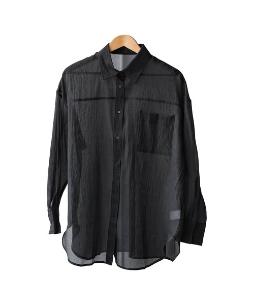 mili an deni（ミリアンデニ）の「ソフトオーガンクレープオーバーシアーシャツ（シャツ/ブラウス・レディース・グレー/オフホワイト/ブラック・M）」の13枚目の写真