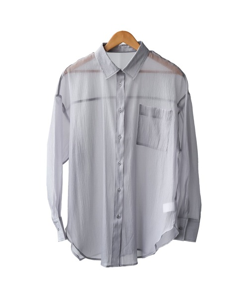 mili an deni（ミリアンデニ）の「ソフトオーガンクレープオーバーシアーシャツ（シャツ/ブラウス・レディース・グレー/オフホワイト/ブラック・M）」の12枚目の写真