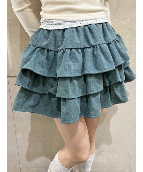 PHILLY（フィリー）の「【PHILLY】デニム3段フリルミニスカート（スカート・レディース・ブルー系その他/ブルー系その他2・FREE）」の4枚目の写真