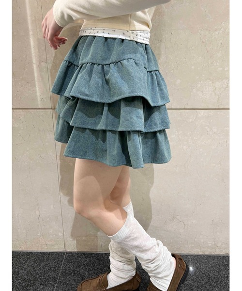 PHILLY（フィリー）の「【PHILLY】デニム3段フリルミニスカート（スカート・レディース・ブルー系その他/ブルー系その他2・FREE）」の6枚目の写真