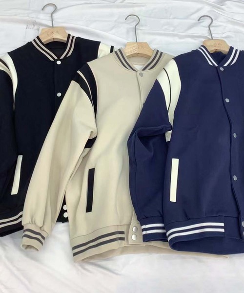 aimoha（アイモハ）の「リブデザインスポーティースタジャン（スタジャン・レディース・ブラック/ネイビー/ベージュ・FREE）」の14枚目の写真