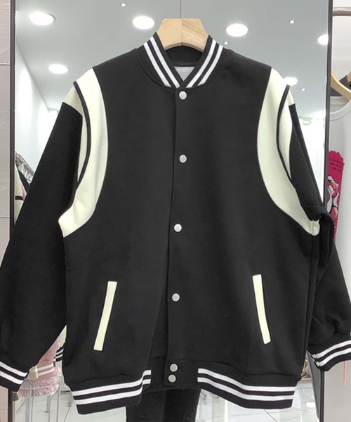 aimoha（アイモハ）の「リブデザインスポーティースタジャン（スタジャン・レディース・ブラック/ネイビー/ベージュ・FREE）」の8枚目の写真