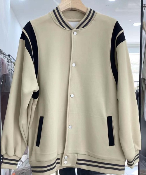 aimoha（アイモハ）の「リブデザインスポーティースタジャン（スタジャン・レディース・ブラック/ネイビー/ベージュ・FREE）」の9枚目の写真