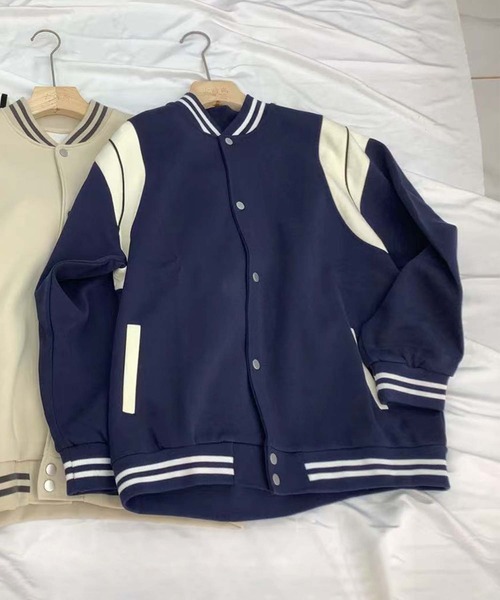 aimoha（アイモハ）の「リブデザインスポーティースタジャン（スタジャン・レディース・ブラック/ネイビー/ベージュ・FREE）」の11枚目の写真