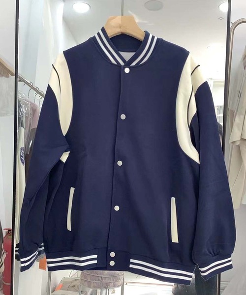 aimoha（アイモハ）の「リブデザインスポーティースタジャン（スタジャン・レディース・ブラック/ネイビー/ベージュ・FREE）」の12枚目の写真