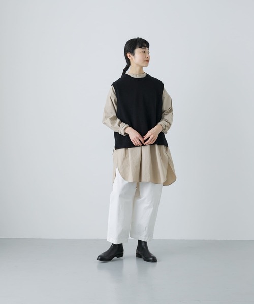 かぐれ（カグレ）の「コットンテープヤーンニットベスト（ベスト・レディース・ライトグレー/ブラック・FREE）」の7枚目の写真