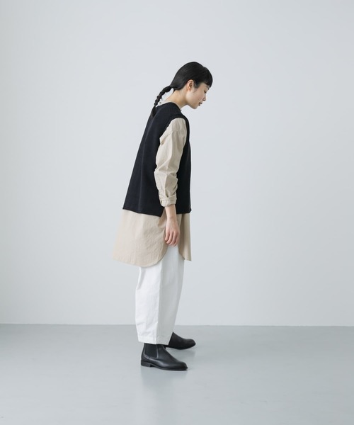 かぐれ（カグレ）の「コットンテープヤーンニットベスト（ベスト・レディース・ライトグレー/ブラック・FREE）」の9枚目の写真