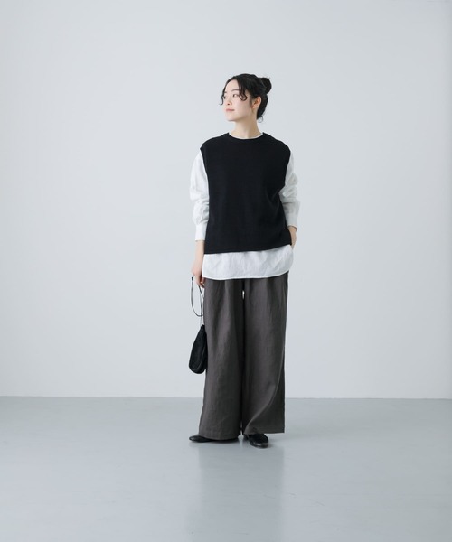 かぐれ（カグレ）の「コットンテープヤーンニットベスト（ベスト・レディース・ライトグレー/ブラック・FREE）」の17枚目の写真