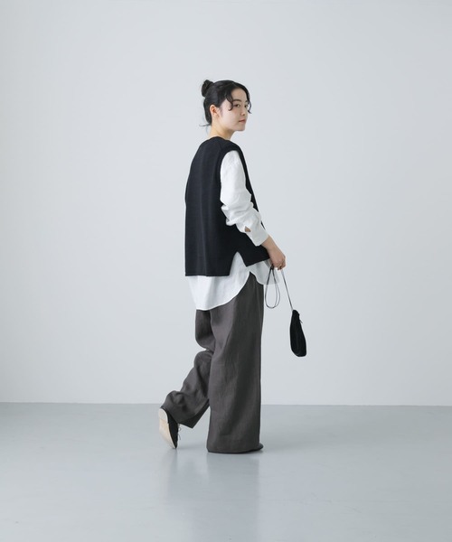 かぐれ（カグレ）の「コットンテープヤーンニットベスト（ベスト・レディース・ライトグレー/ブラック・FREE）」の19枚目の写真