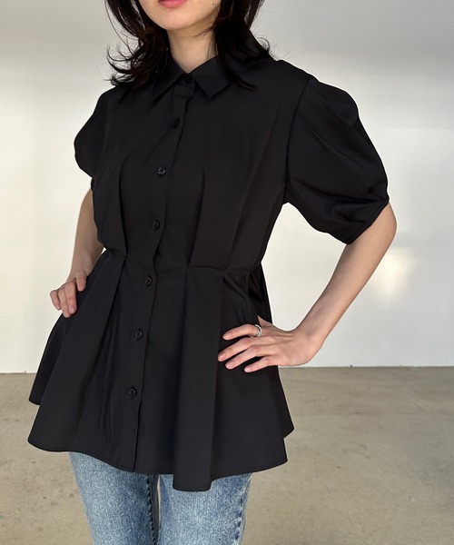 solleim(ソルレム)の「パフスリーブペプラムシャツ(シャツ/ブラウス・レディース・ブラック/オフホワイト/ブルー・M/L)」の12枚目の写真