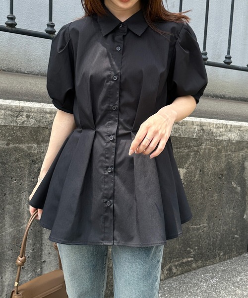 solleim(ソルレム)の「パフスリーブペプラムシャツ(シャツ/ブラウス・レディース・ブラック/オフホワイト/ブルー・M/L)」の15枚目の写真