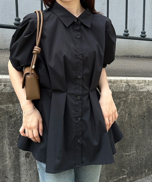 solleim(ソルレム)の「パフスリーブペプラムシャツ(シャツ/ブラウス・レディース・ブラック/オフホワイト/ブルー・M/L)」の16枚目の写真