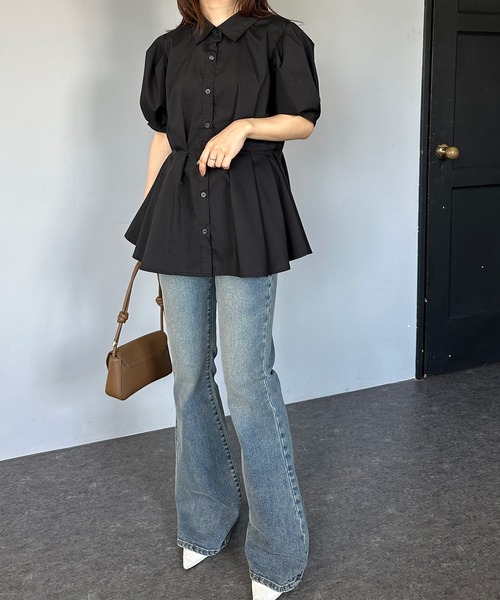 solleim(ソルレム)の「パフスリーブペプラムシャツ(シャツ/ブラウス・レディース・ブラック/オフホワイト/ブルー・M/L)」の18枚目の写真