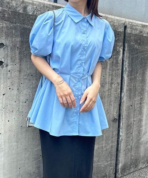 solleim(ソルレム)の「パフスリーブペプラムシャツ(シャツ/ブラウス・レディース・ブラック/オフホワイト/ブルー・M/L)」の19枚目の写真