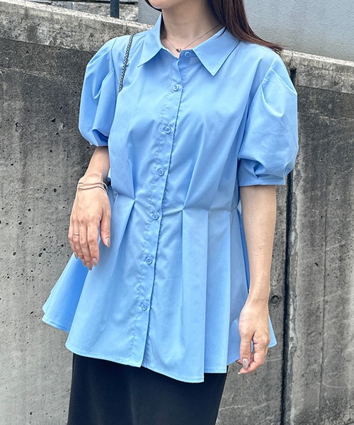 solleim(ソルレム)の「パフスリーブペプラムシャツ(シャツ/ブラウス・レディース・ブラック/オフホワイト/ブルー・M/L)」の20枚目の写真