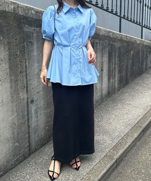 solleim(ソルレム)の「パフスリーブペプラムシャツ(シャツ/ブラウス・レディース・ブラック/オフホワイト/ブルー・M/L)」の22枚目の写真