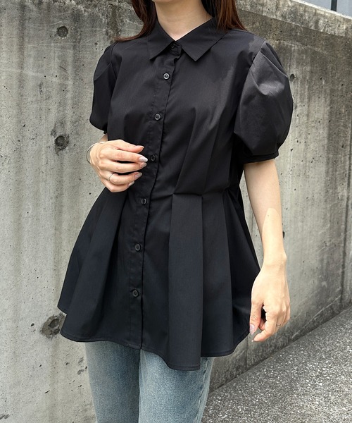 solleim(ソルレム)の「パフスリーブペプラムシャツ(シャツ/ブラウス・レディース・ブラック/オフホワイト/ブルー・M/L)」の14枚目の写真