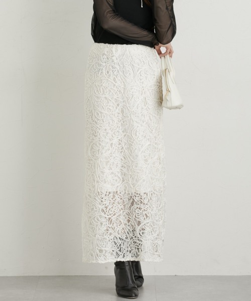 nissen（ニッセン）の「レースコード刺しゅうナロースカート（スカート・レディース・サックスブルー/ブラック/キナリ・M/L/LL）」の11枚目の写真