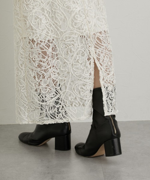 nissen（ニッセン）の「レースコード刺しゅうナロースカート（スカート・レディース・サックスブルー/ブラック/キナリ・M/L/LL）」の22枚目の写真