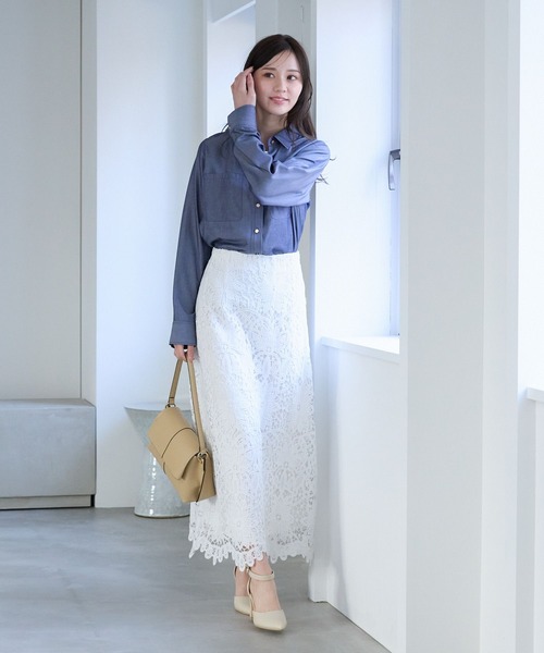 Andemiu（アンデミュウ）の「シャンブレーデニムシャツ325565（シャツ/ブラウス・レディース・ライトブルー/ブルー・FREE）」の20枚目の写真