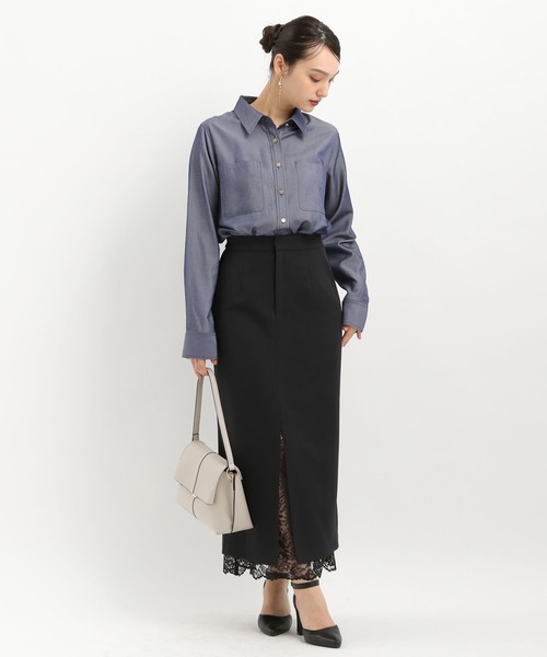 Andemiu（アンデミュウ）の「シャンブレーデニムシャツ325565（シャツ/ブラウス・レディース・ライトブルー/ブルー・FREE）」の16枚目の写真