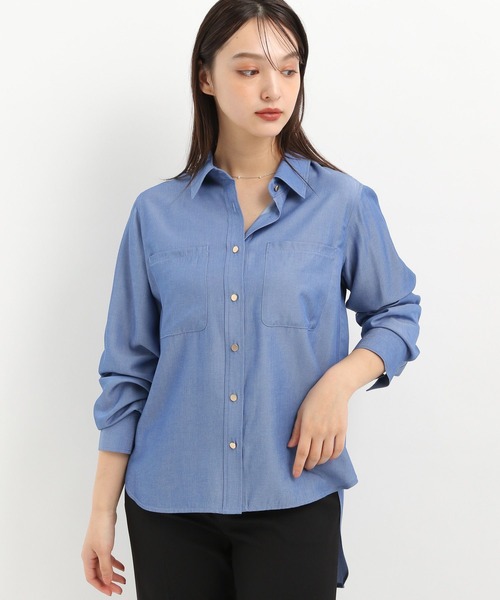 Andemiu（アンデミュウ）の「シャンブレーデニムシャツ325565（シャツ/ブラウス・レディース・ライトブルー/ブルー・FREE）」の15枚目の写真