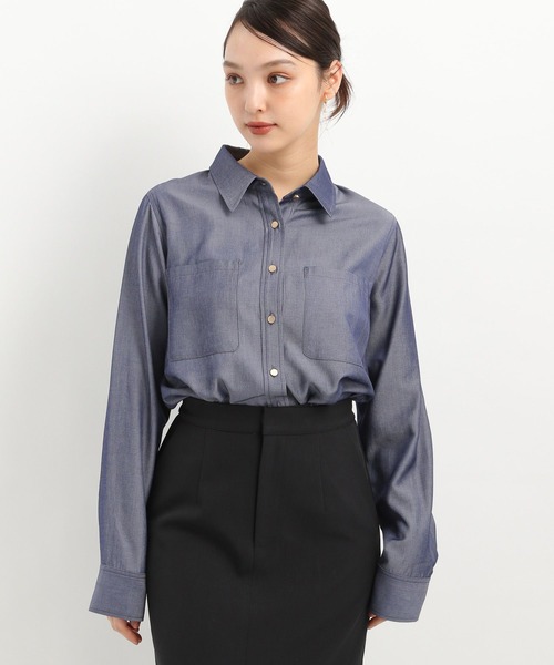 Andemiu（アンデミュウ）の「シャンブレーデニムシャツ325565（シャツ/ブラウス・レディース・ライトブルー/ブルー・FREE）」の13枚目の写真