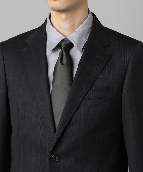 セットアップ対応】ウールシルク グレンチェック ジャケット（スーツ