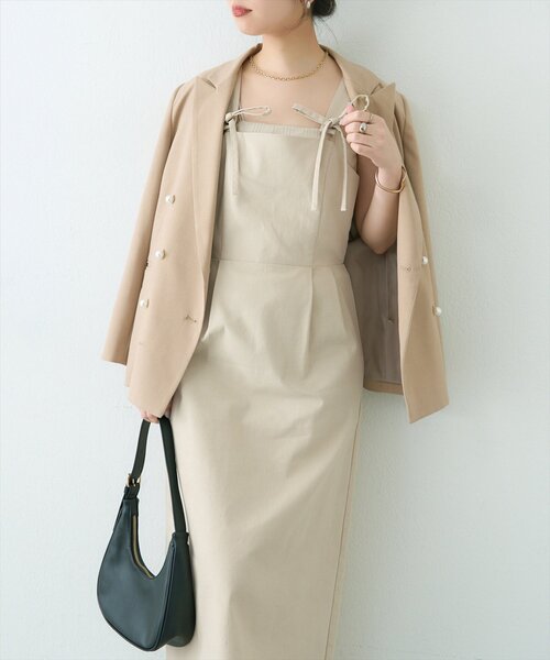 natural couture(ナチュラルクチュール)の「リボンディティールジャンスカワンピース(ワンピース・レディース・インディゴブルー/ベージュ/アイボリー/グレー・FREE)」の2枚目の写真