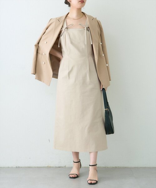 natural couture(ナチュラルクチュール)の「リボンディティールジャンスカワンピース(ワンピース・レディース・インディゴブルー/ベージュ/アイボリー/グレー・FREE)」の13枚目の写真