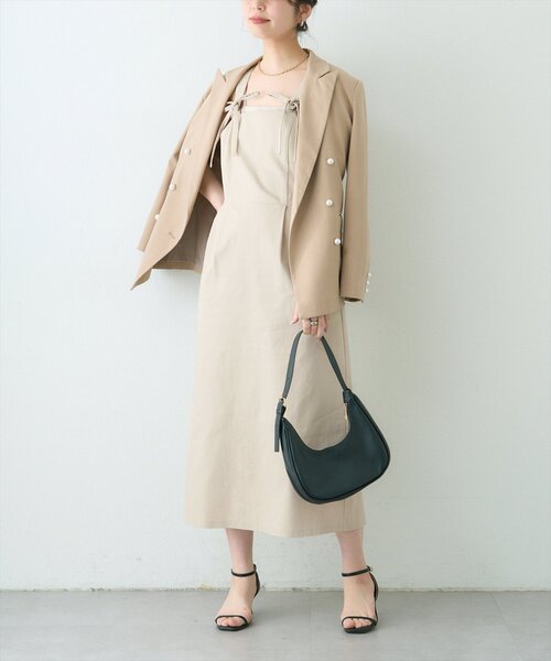 natural couture(ナチュラルクチュール)の「リボンディティールジャンスカワンピース(ワンピース・レディース・インディゴブルー/ベージュ/アイボリー/グレー・FREE)」の14枚目の写真