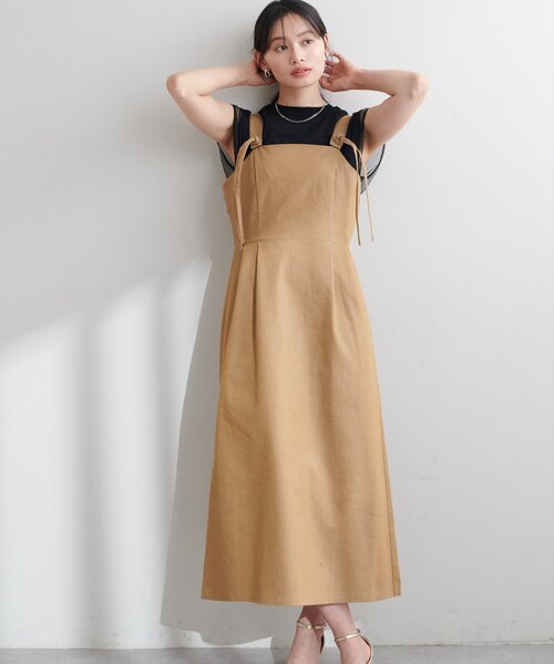 natural couture(ナチュラルクチュール)の「リボンディティールジャンスカワンピース(ワンピース・レディース・インディゴブルー/ベージュ/アイボリー/グレー・FREE)」の9枚目の写真