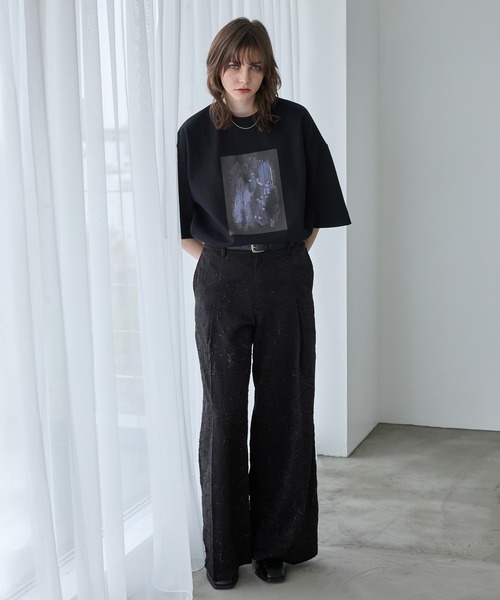 Spielio】Foil printed embossed slacks/ 箔プリントシボ加工