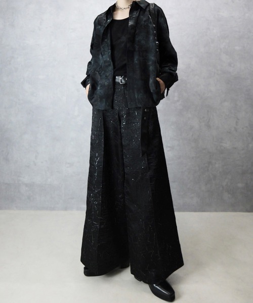 spielio 箔プリントシボ加工スラックス Spielio スラックス 「Spielio」Foil printed embossed slacks