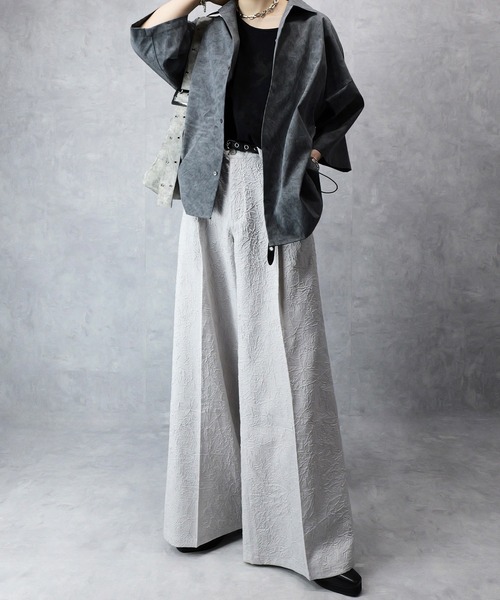 Spielio（シュピーリオ）の「【Spielio】Foil printed embossed slacks/ 箔プリントシボ加工スラックス（スラックス・メンズ・グレー/ブラック・M/L）」の11枚目の写真