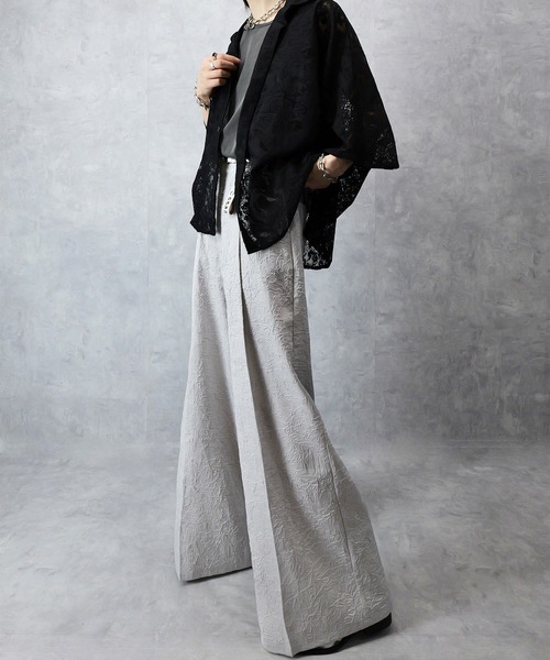spielio 箔プリントシボ加工スラックス Spielio スラックス 「Spielio」Foil printed embossed slacks
