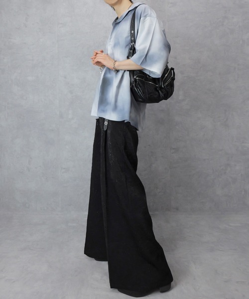 spielio 箔プリントシボ加工スラックス Spielio スラックス 「Spielio」Foil printed embossed slacks