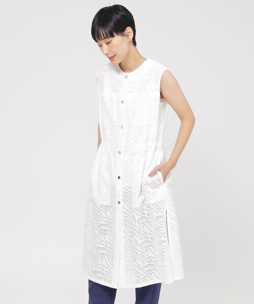 【ウォッシャブル】パンチングゼブラロングジレ