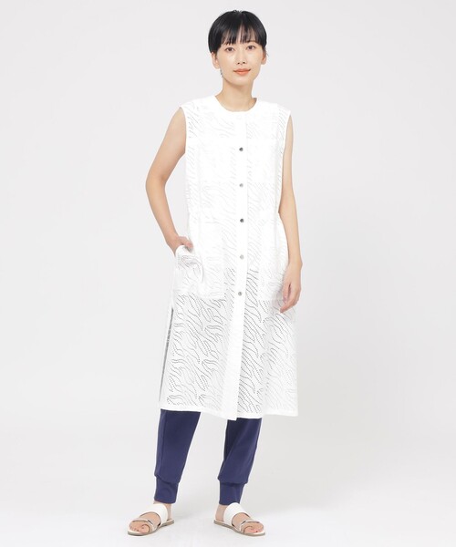 【ウォッシャブル】パンチングゼブラロングジレ