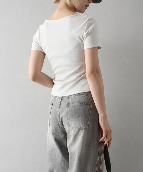 SpRay（スプレイ）の「テレコレ－スリボントップス（Tシャツ/カットソー・レディース・ブラック/サックスブルー/グレー/ホワイト/ピンク・FREE）」の20枚目の写真