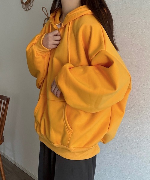 Cham.(チャム)の「ゆるだぼハーフジップパーカー(パーカー・レディース・オフホワイト/グレー/ピンク/オレンジ/ブラック・F)」の21枚目の写真