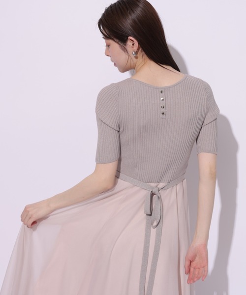 Rirandture（リランドチュール）の「５分袖エアリードッキングワンピース（ワンピース・レディース・オフホワイト/ブルー系その他3/ピンク系その他/ブラック・2/1）」の6枚目の写真