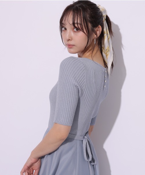 Rirandture（リランドチュール）の「５分袖エアリードッキングワンピース（ワンピース・レディース・オフホワイト/ブルー系その他3/ピンク系その他/ブラック・2/1）」の16枚目の写真