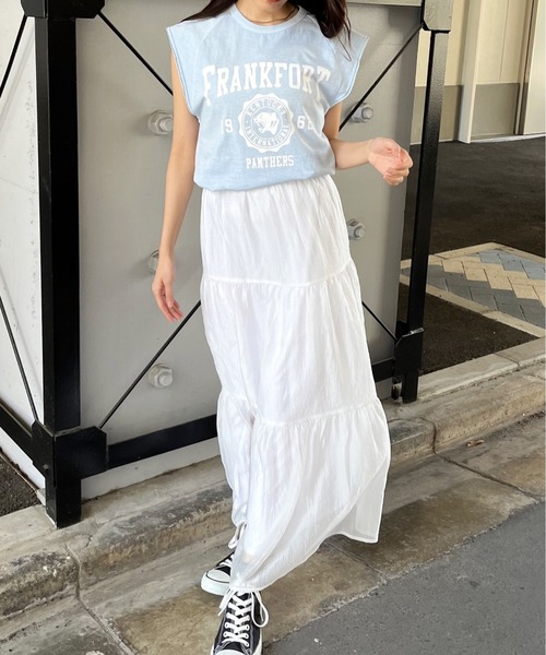 spiritoso(スピリトーゾ)の「【spiritoso】FRANKFORTプリントTシャツ(Tシャツ/カットソー・レディース・アイボリー/サックスブルー/チャコールグレー・FREE)」の12枚目の写真