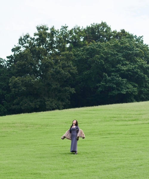 NOTREemor（ノートルエモア）の「ribbon neck bra top x knit dress（ワンピース・レディース・グレイッシュブルー・FREE）」の3枚目の写真