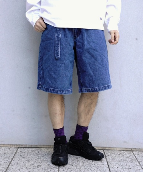 BEAVER（ビーバー）の「B omnivore/ビーオムニボー　DENIM BELT SHORTS デニムベルトショーツ（その他パンツ・メンズ・ブラック/ブルー・L/M）」の2枚目の写真